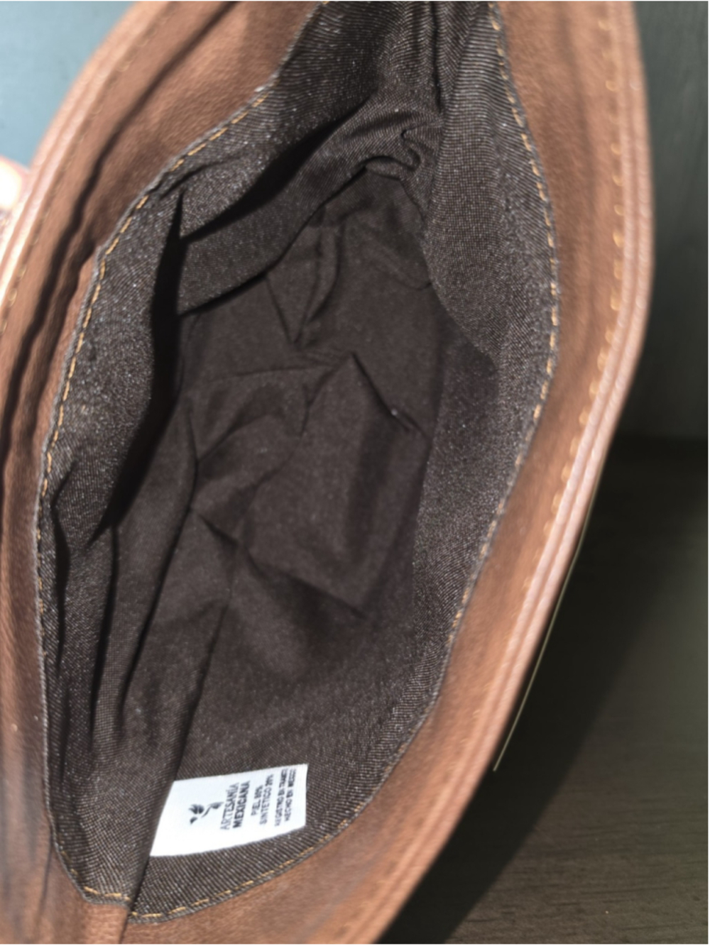 Buckle Dark Brown Floral Embossed Tooled Artisan LEATHER Shoulder Bucket Bag - Picture 9 of 16